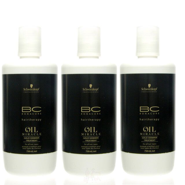 3x Schwarzkopf BC Bonacure Oil Miracle Gold Shimmer Treatment 750 ml