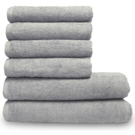 Lanudo® Handtuch Set "Pure Line" 2x Duschtuch + 4x Handtuch Silber