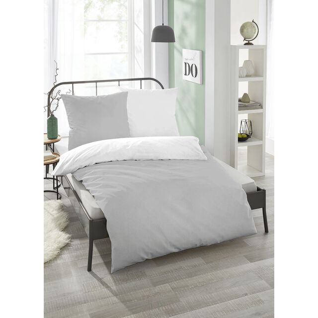 Lanudo� Microfaser Bettw�sche Sturmgrau/Silber 155 x 220 + 80 x 80 cm