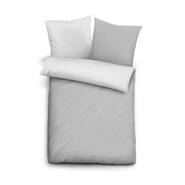 Lanudo® Microfaser Bettwäsche Sturmgrau/Silber 155 x 220 + 80 x 80 cm