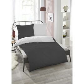 Lanudo� Microfaser Bettw�sche Schwarz/Silber 155 x 220 + 80 x 80 cm